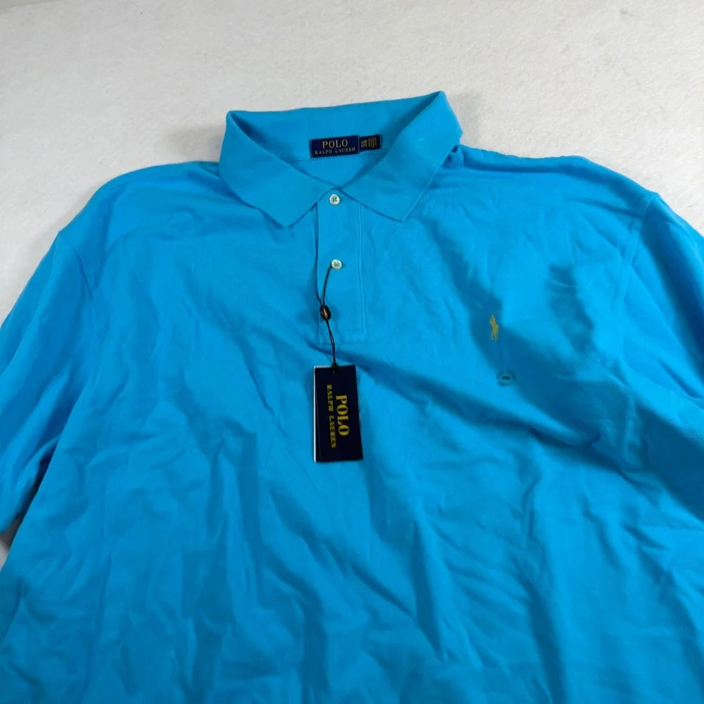 Polo Ralph Lauren Mens Big & Tall 4XB Blue Short Sleeve Mesh Polo Shirt New